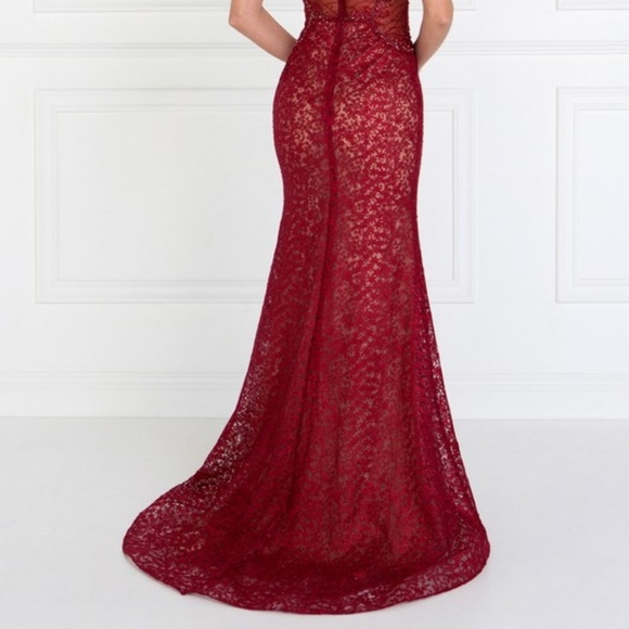 MOTHER OF THE BRIDE SHEATH DRESS GL1531 BURGUNDY - Picture 5 of 7